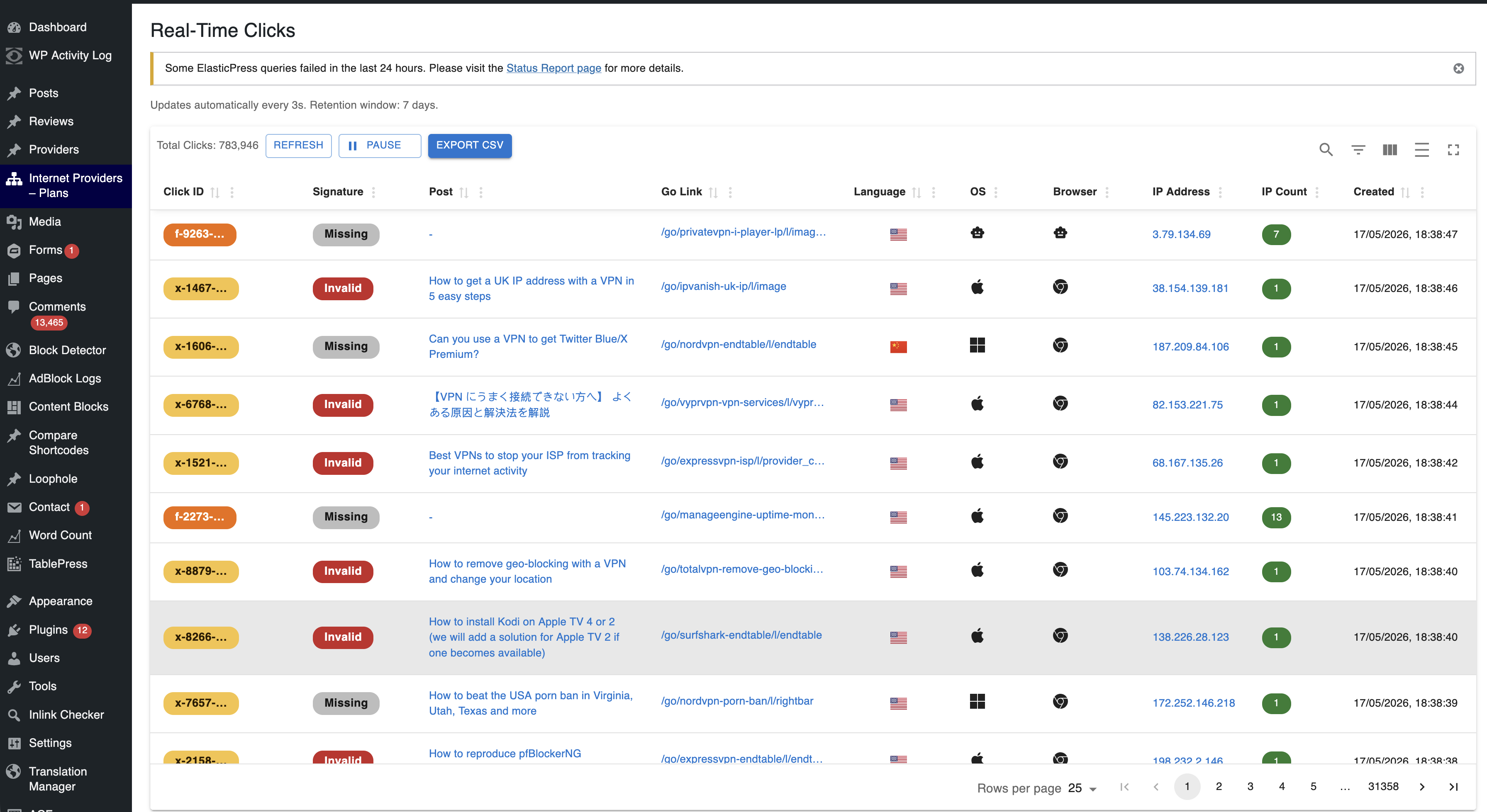 Affiliate Links Tracker screenshot