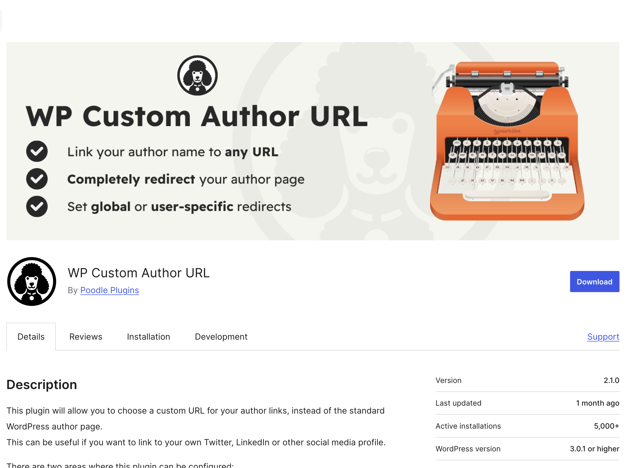 WP Custom Author URL screenshot