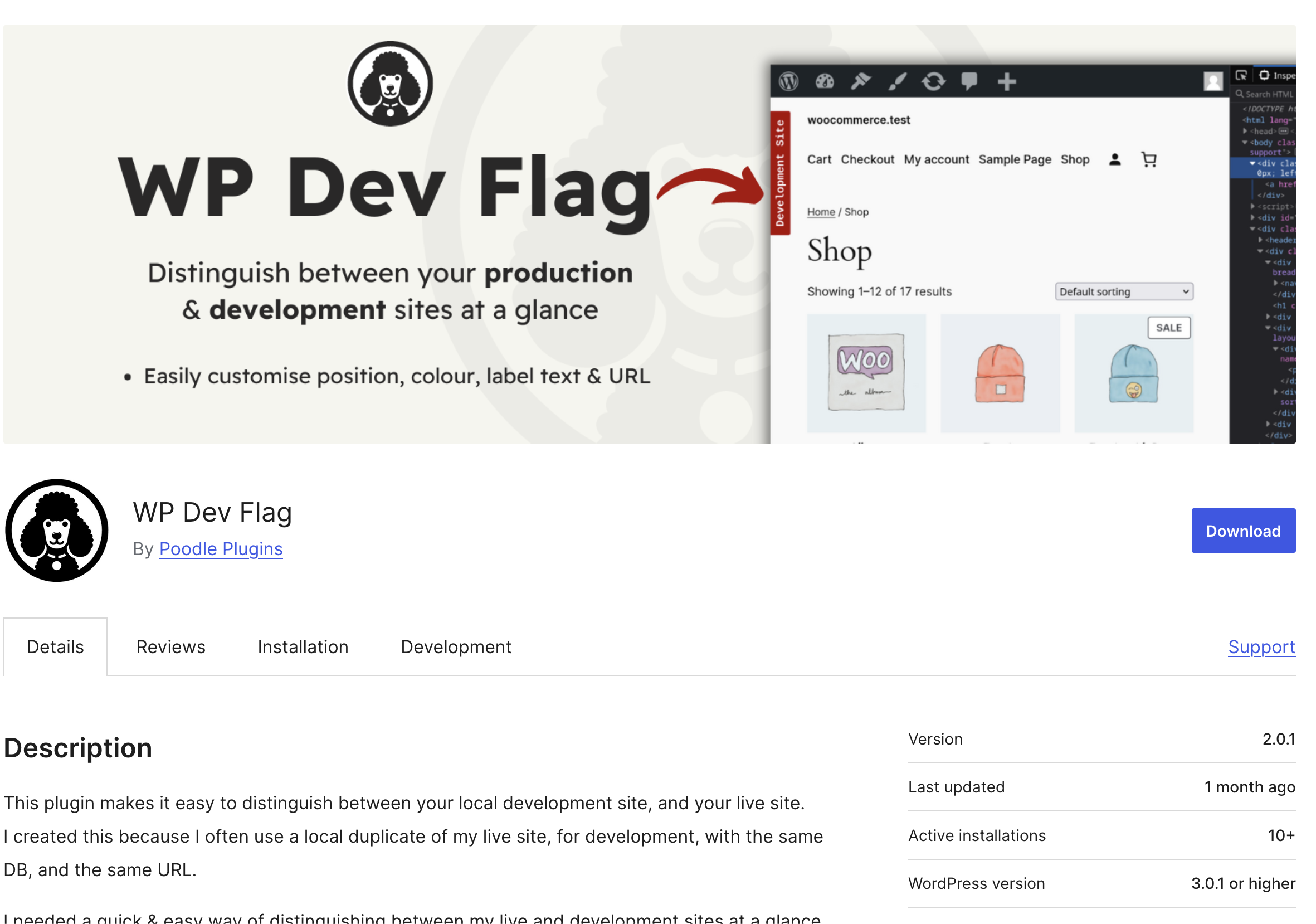 WP Dev Flag screenshot